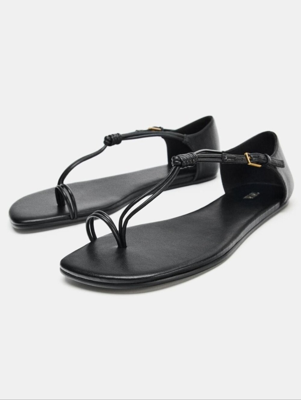 ZARA FLAT SANDALS WITH KNOTTED TOE STRAP Sz 8